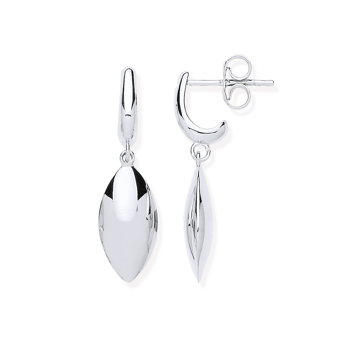 W/G Hollow Marquise Shape Drop Earrings