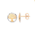 W & Y/G 10mm Tree of Life Stud Earrings