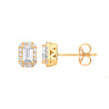 Y/G Baguette Halo Stud Earrings