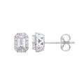 WG Baguette Halo Stud Earrings