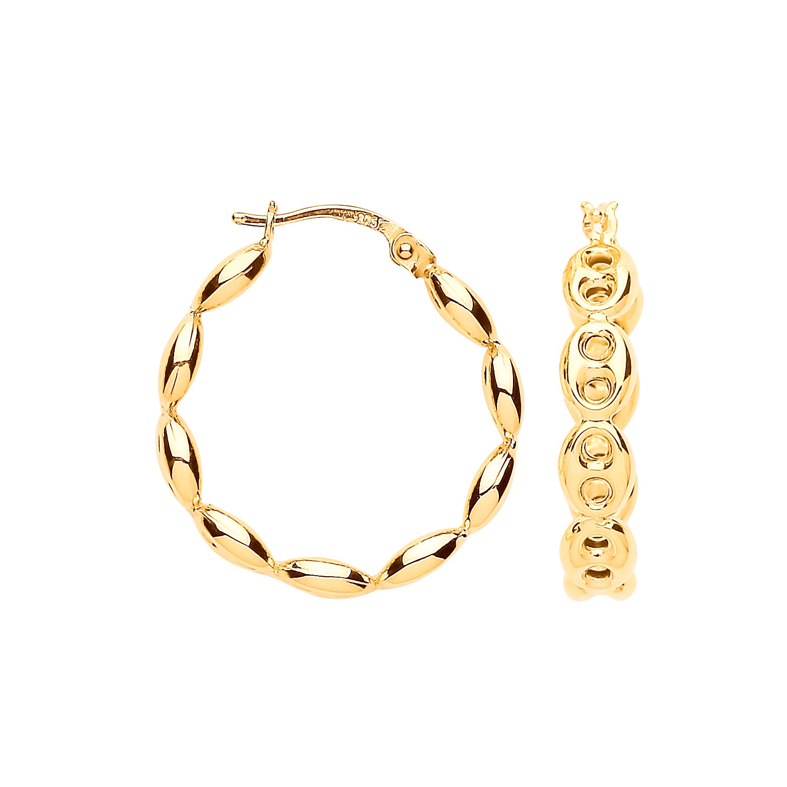 Y/G Coffee Bean 20mm Hoop Earrings