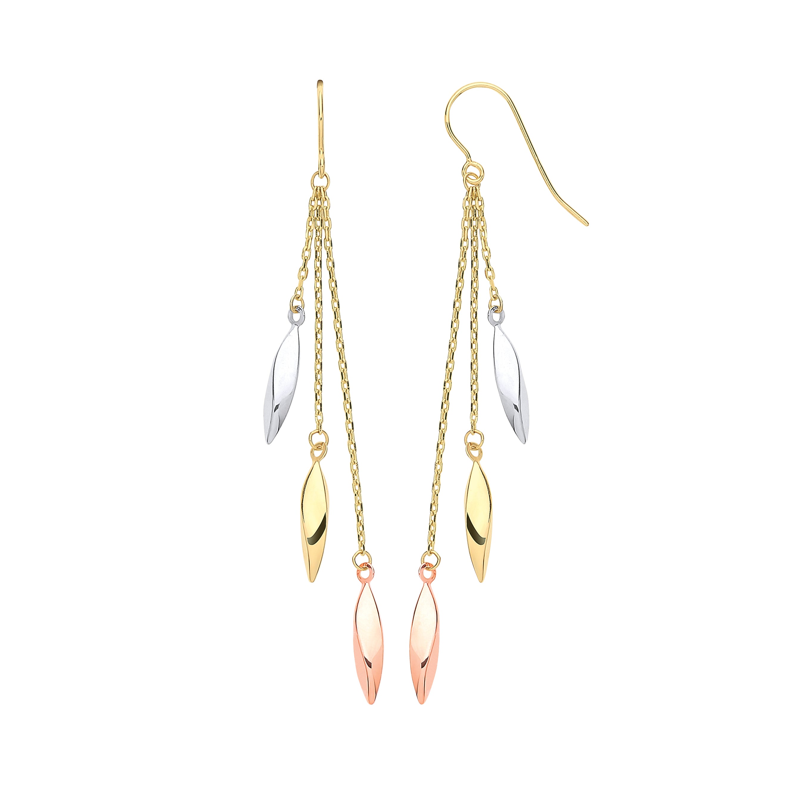 Y, W & RG Twisted Tubes Hollow Drop Earrings