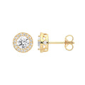 Y/G 8mm Round CZ Halo Stud Earrings