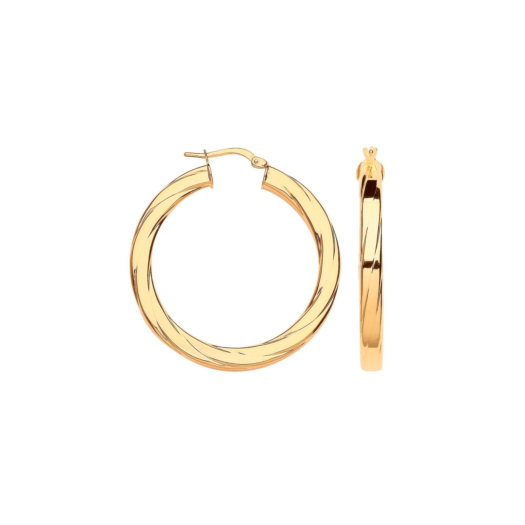 Y/G 38mm Square Tube Ribbed Hoop Earrings