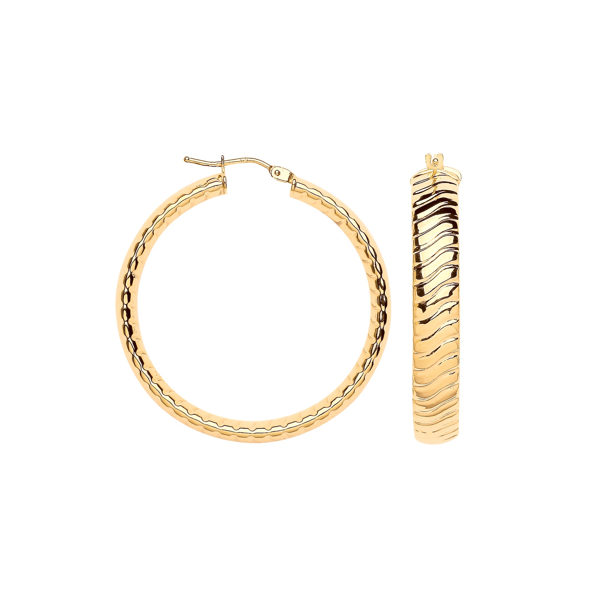 Y/G 36mm Wavy Ribbed Hoop Earrings