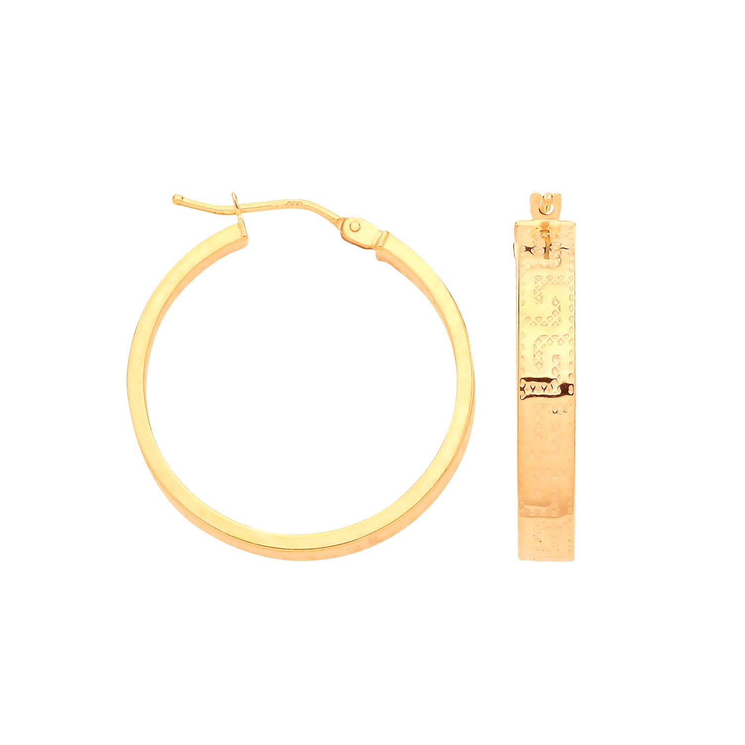 Y/G Greek Key 23mm Hoop Earrings
