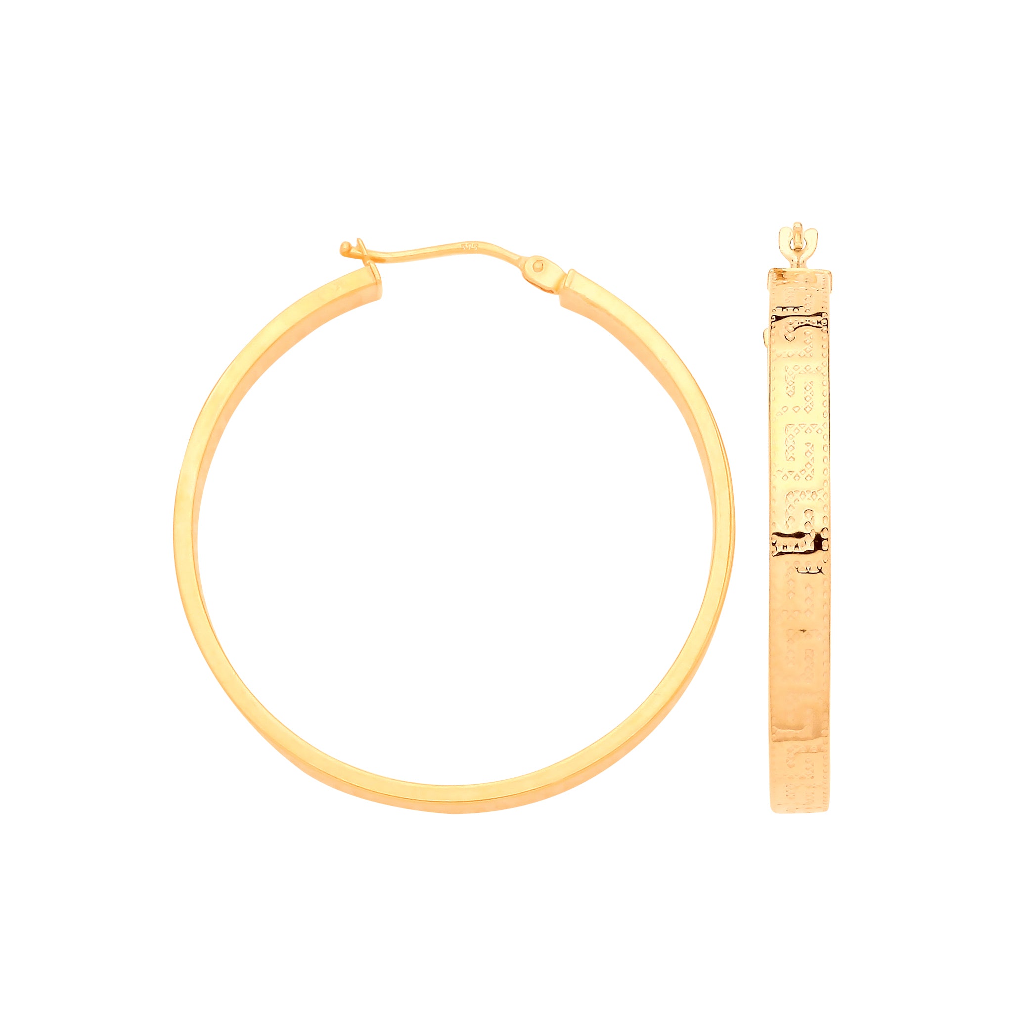 Y/G Greek Key 35mm Hoop Earrings
