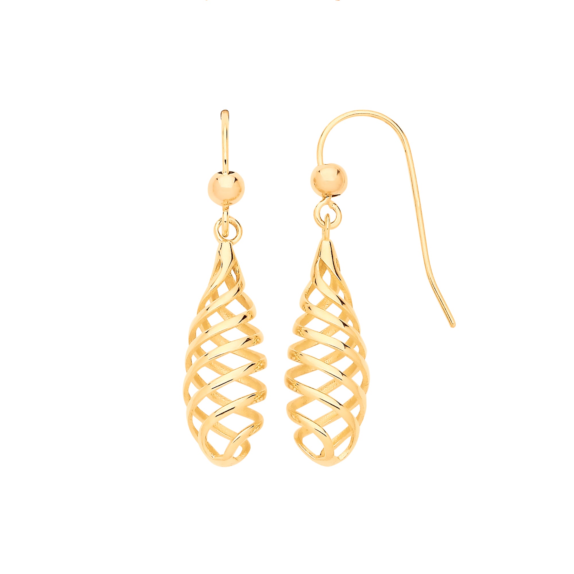 Y/G Spiral Fancy Drop Earrings