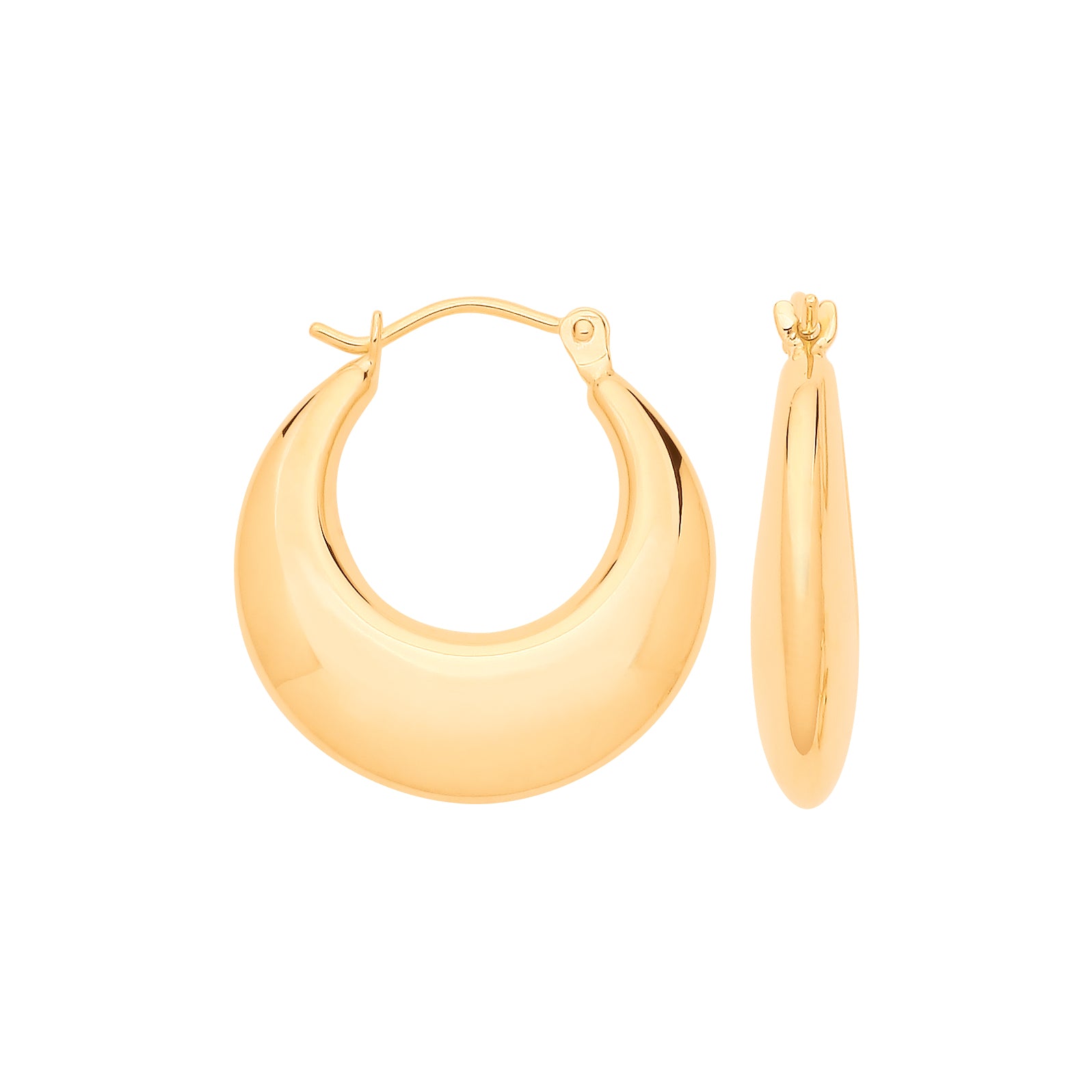 Y/G Curved Creole Hollow Hoop Earrings