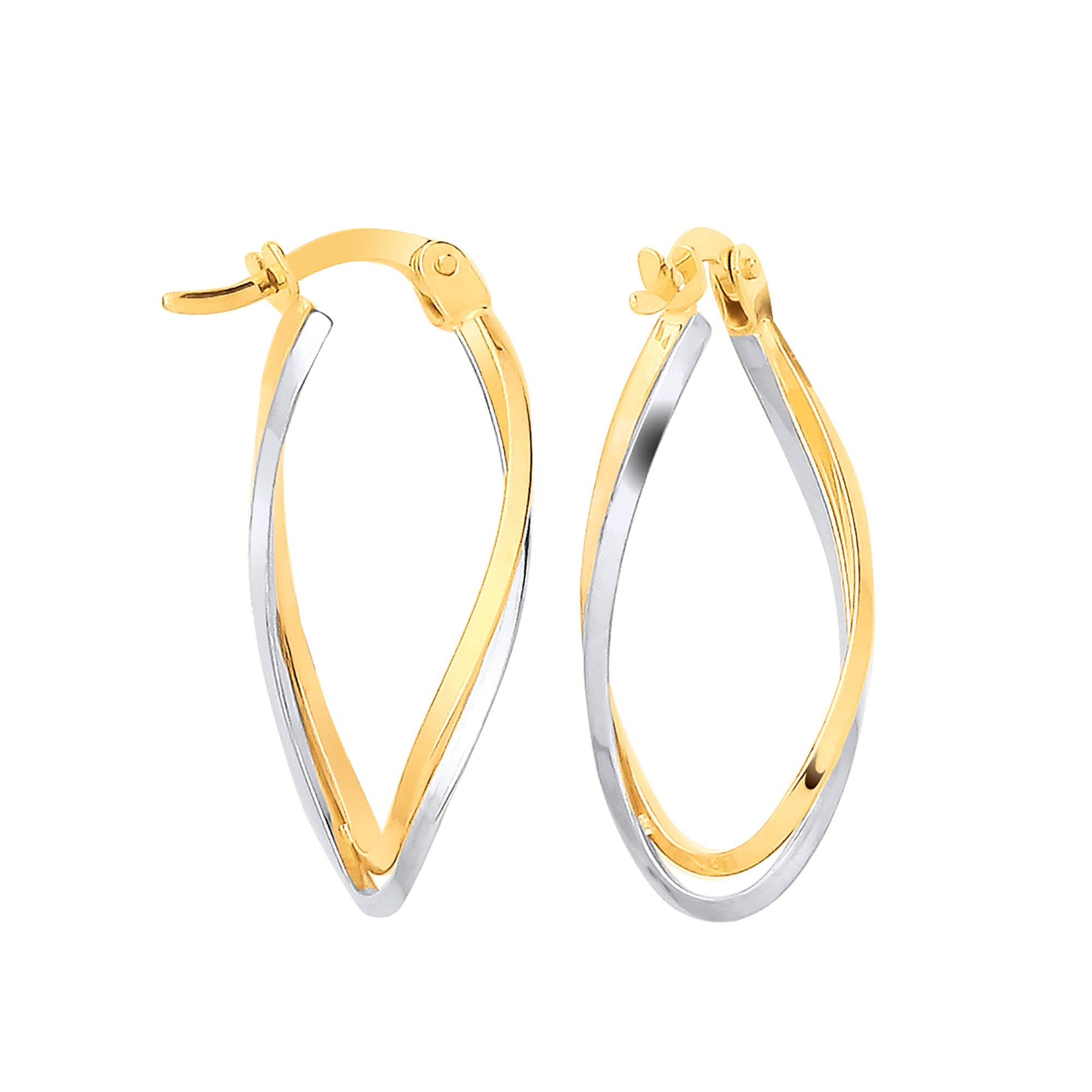 Y/G Two Colour Twist Oval Hoops