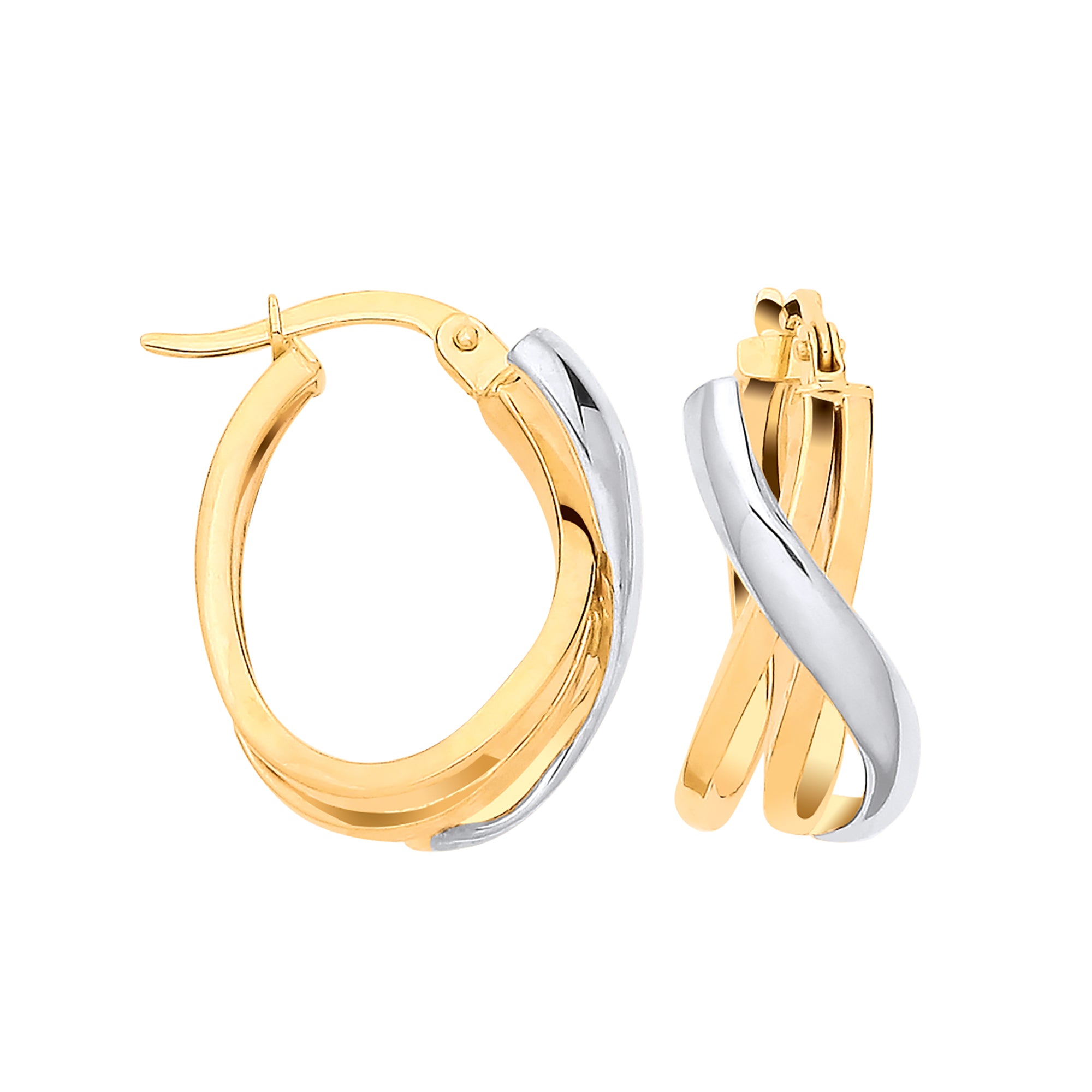 Y/G Two Toned Double Tube Oval Hoops