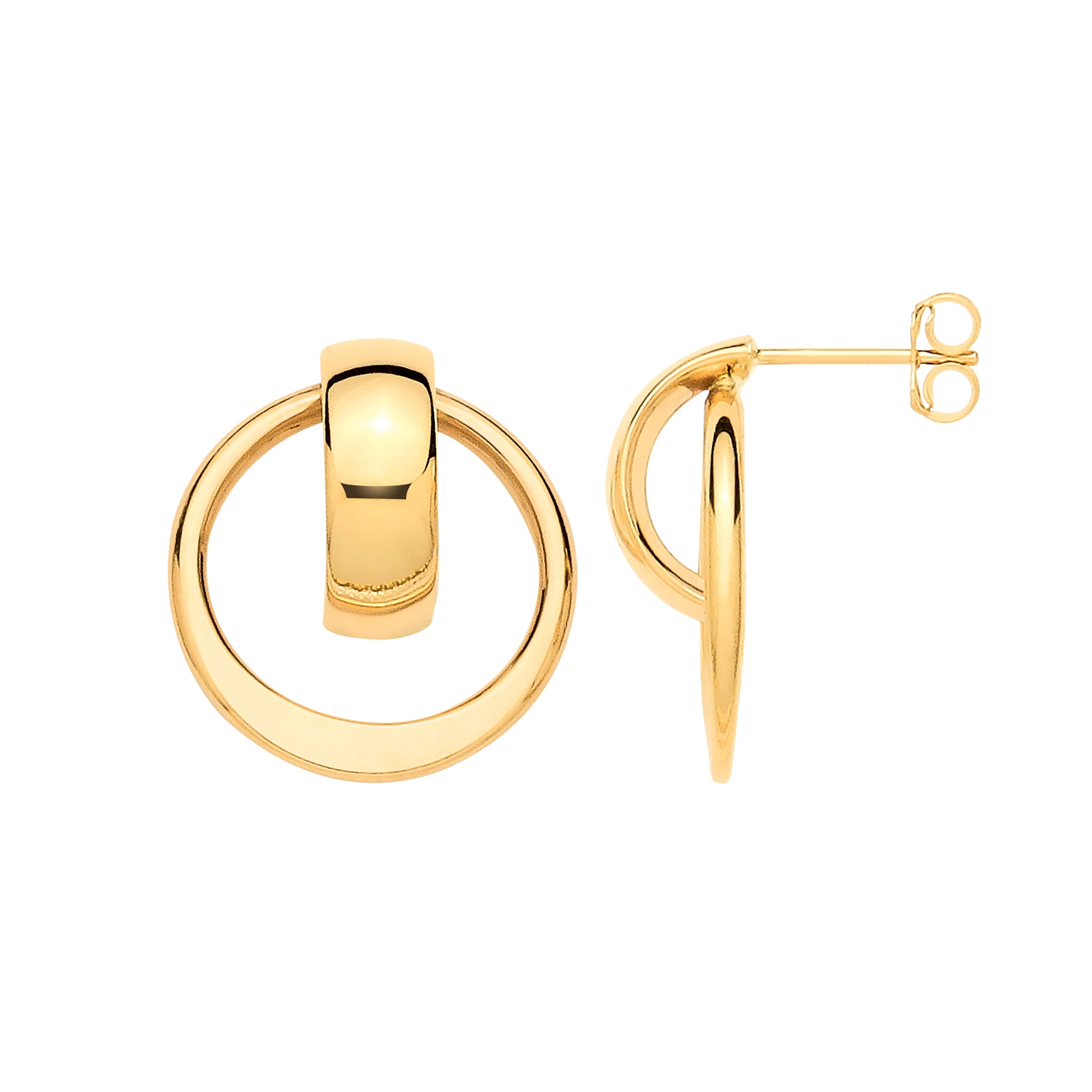 Y/G Half Hoop with Circle Drop Earrings