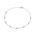 Silver 8 Rubover Clear Czs Ladies Anklet
