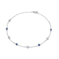 Silver Rubover Blue and Clear Czs Ladies Anklet