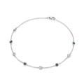Silver Rubover Green and Clear Czs Ladies Anklet