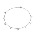 Silver Hearts and Round Czs Ladies Anklet