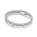 Silver Magnetic Bangle with Three Rose Lines of Czs