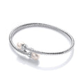 Cross Over Wire Bangle in Silver