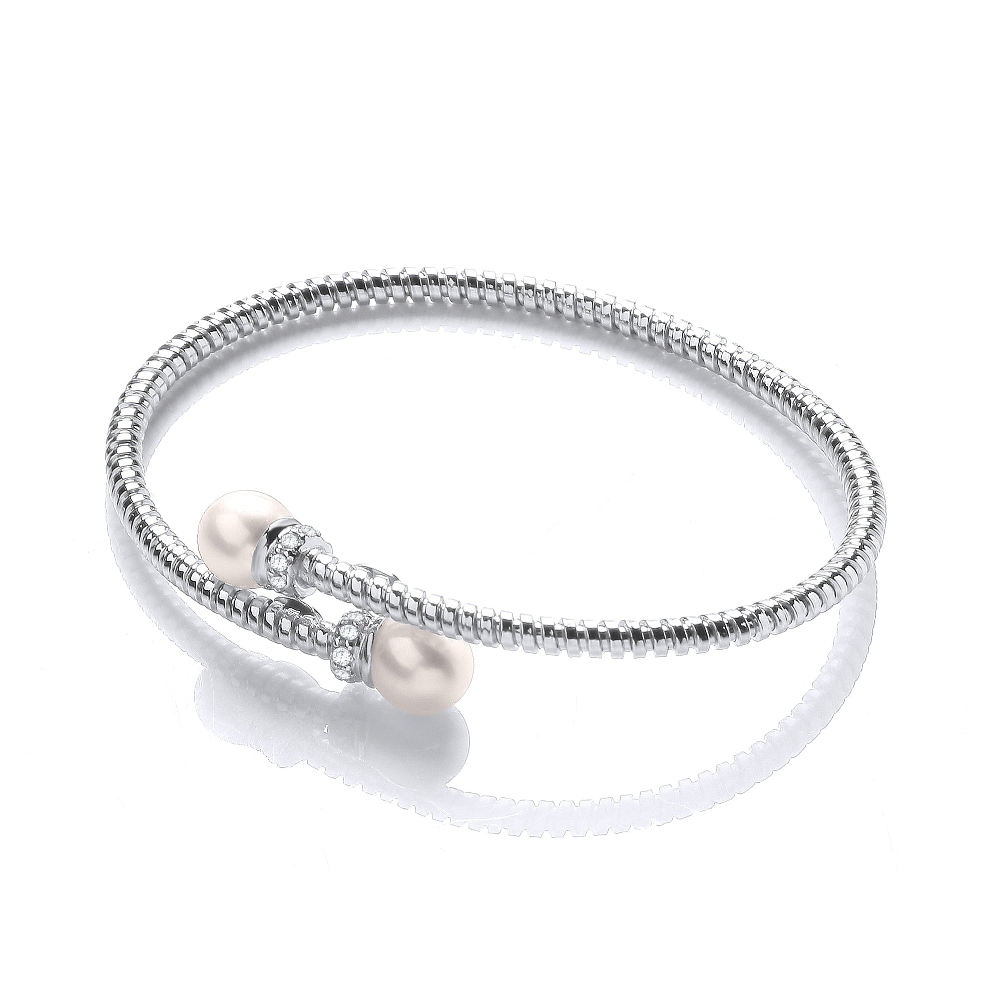 Cross Over Wire Bangle in Silver
