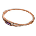 Rose Coated Silver Micro Pave Cz and Stone Bangle