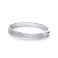Micro Pave Multi Row Cz Silver Bangle