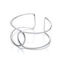 Micro Pave Two Row Cz Interlocking Cuff Silver Bangle