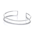 Micro Pave Two Row Cz Cuff Silver Bangle