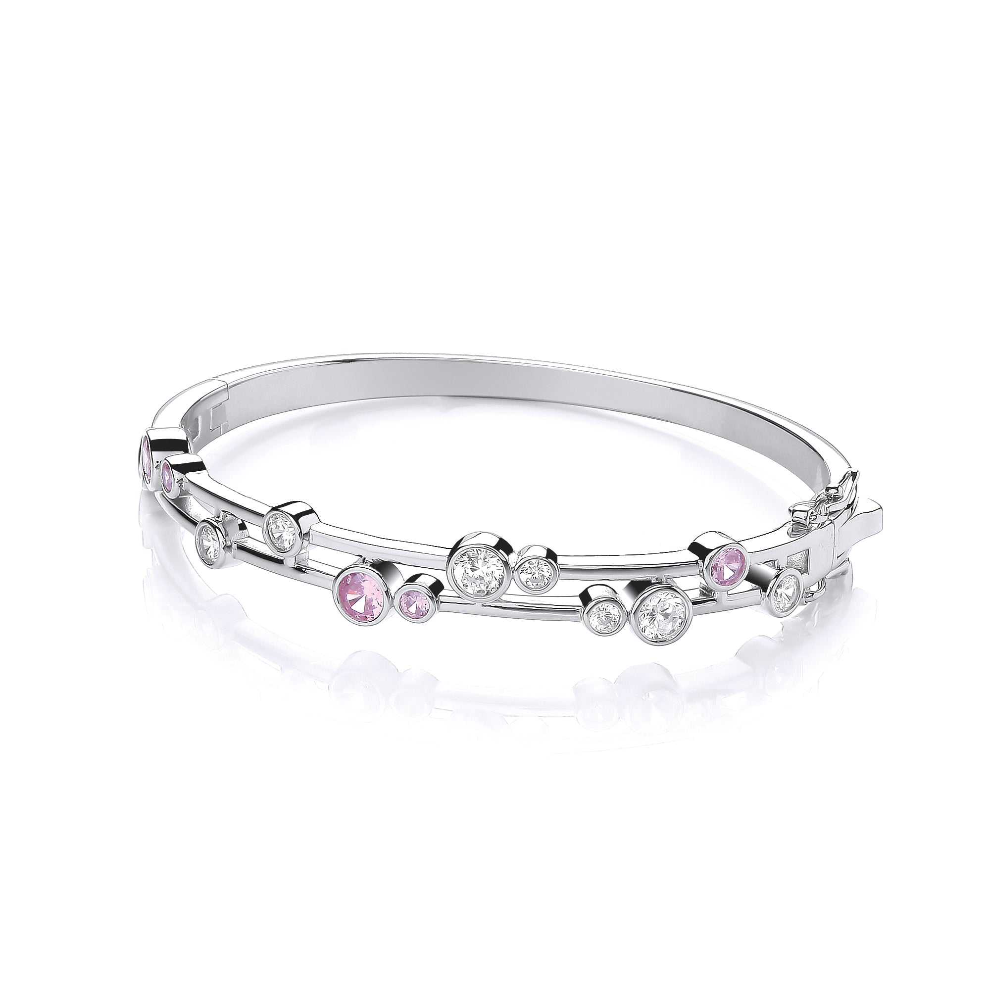 Timeless Rubover set Pink & Clear CZs Ladies J-Jaz Bangle