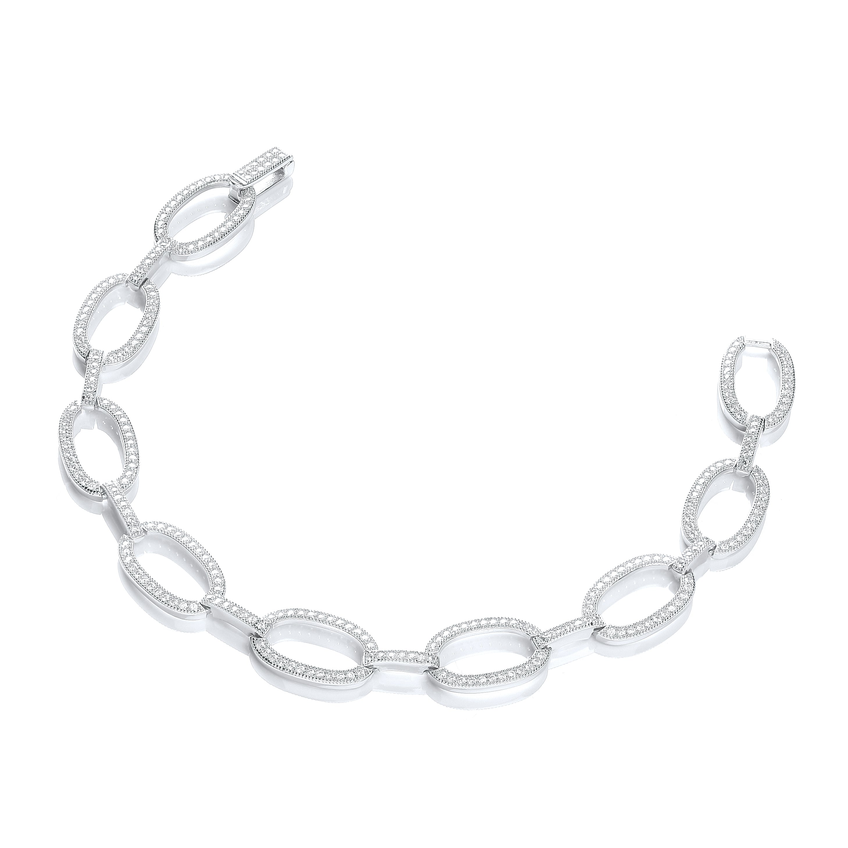 Micro Pave Oval Links 282 Cz Bracelet