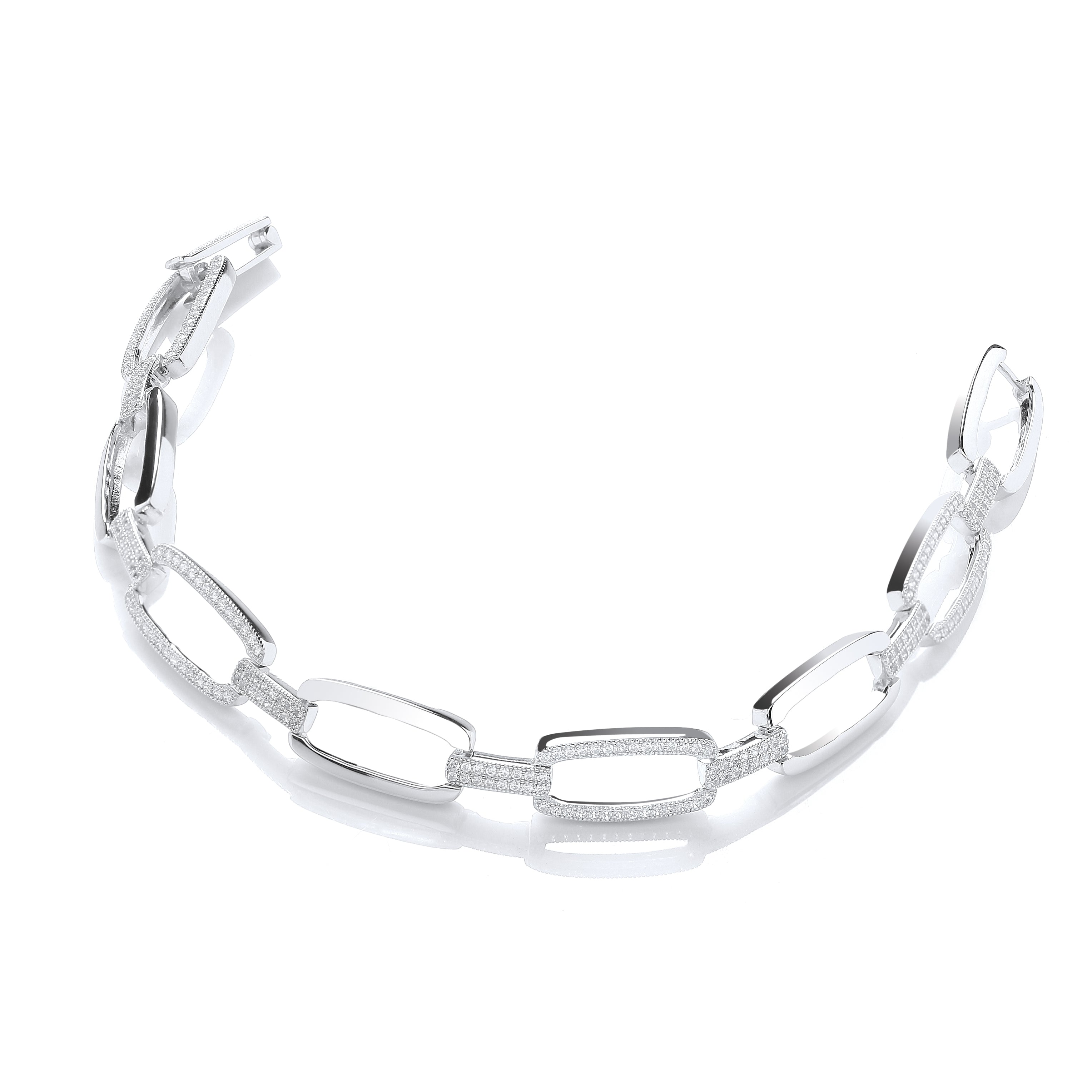 Micro Pave Oval Links 242 Cz Bracelet