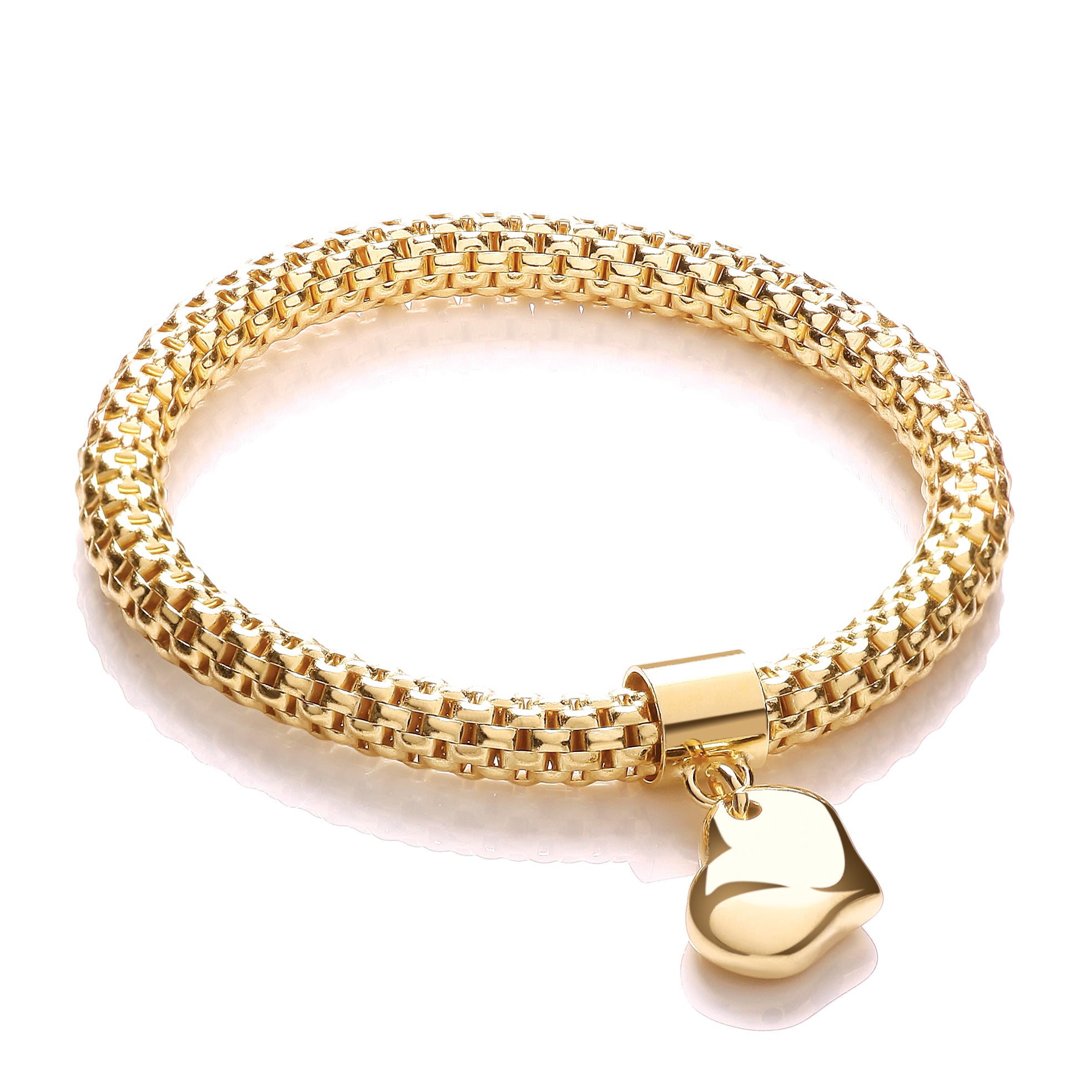 Yellow Mesh with Heart Pendant Fancy Bracelet