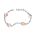 Rose and Silver Filigree Links Bracelet