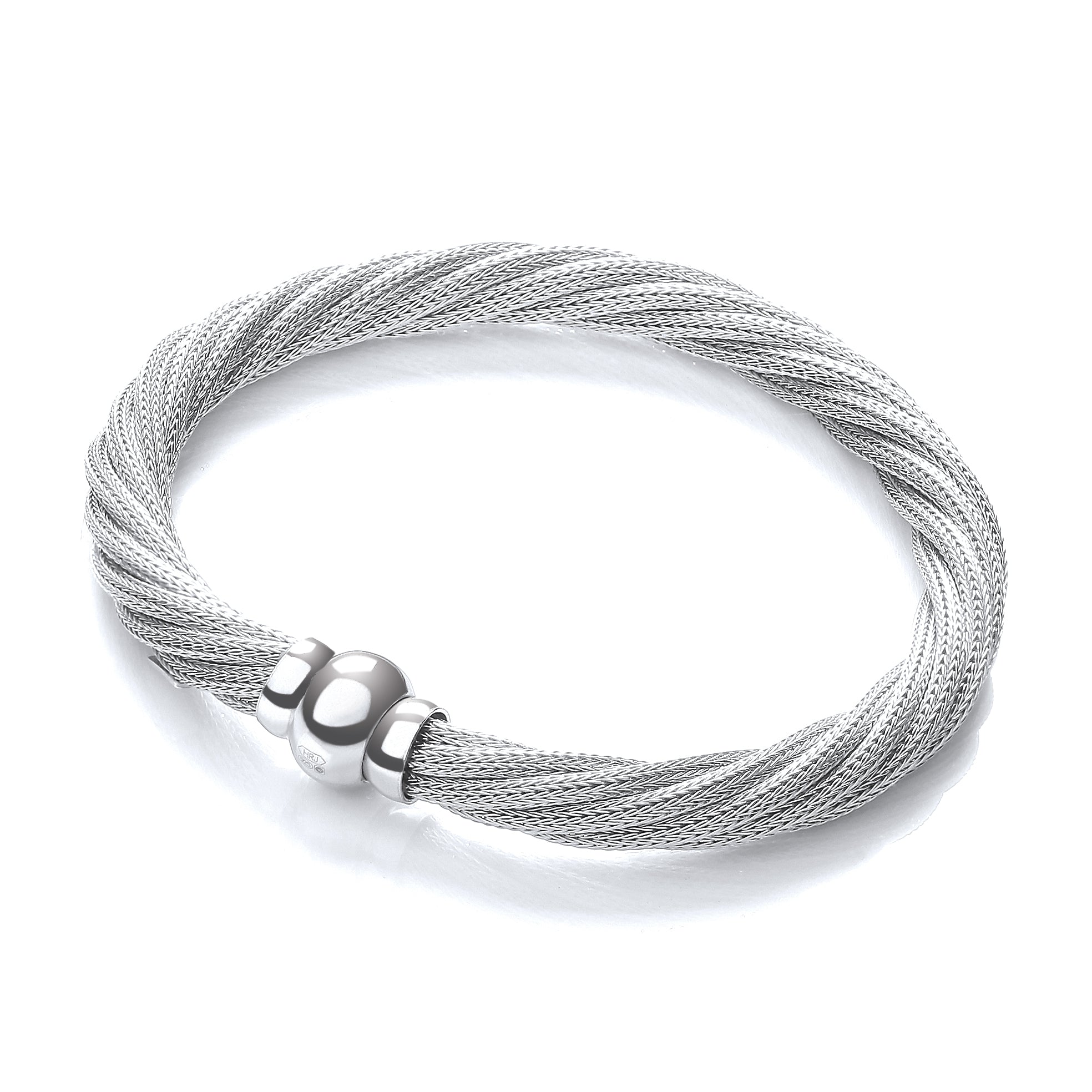 Twist Rh Plated Mesh Bracelet