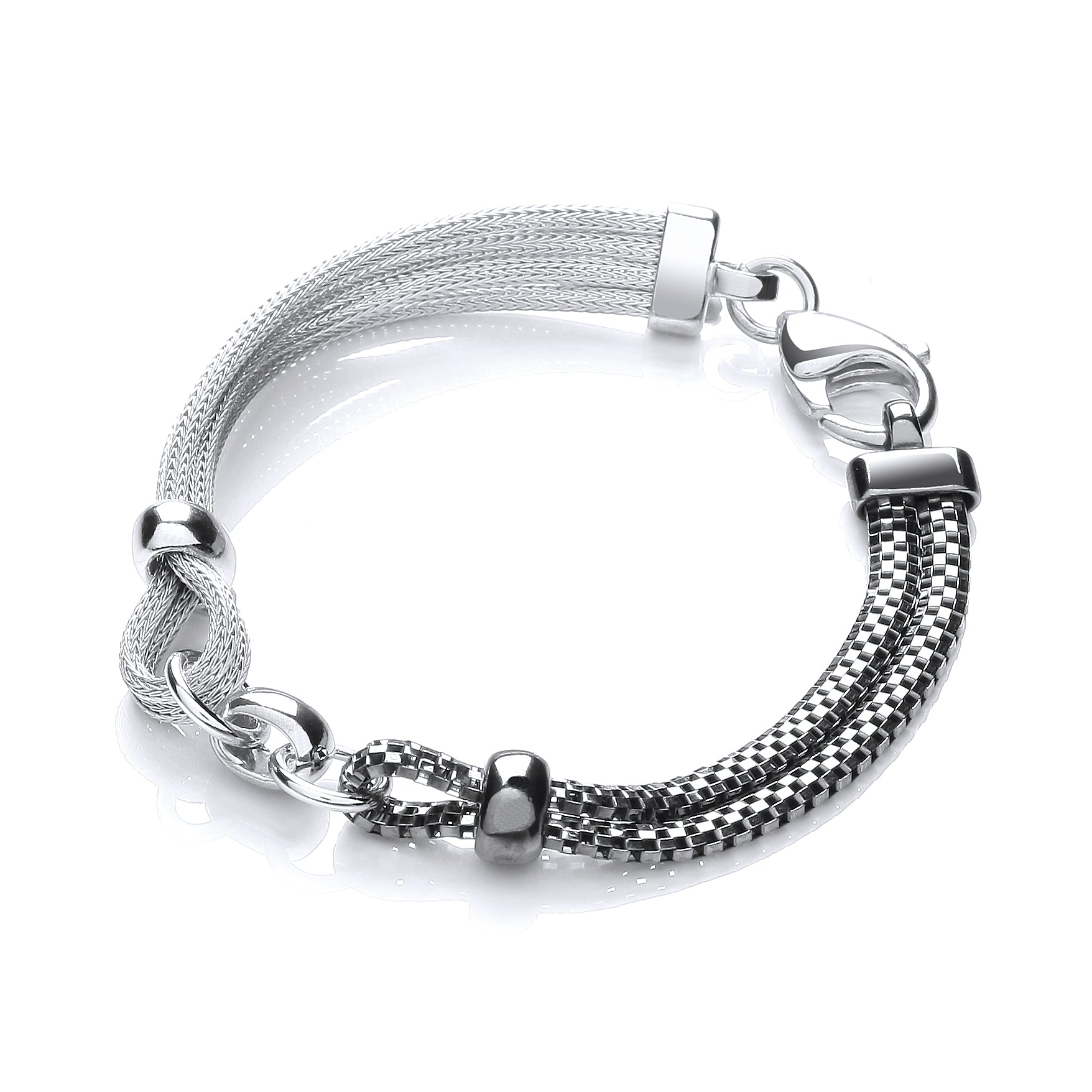 Ruthenium and Silver Mesh Bracelet