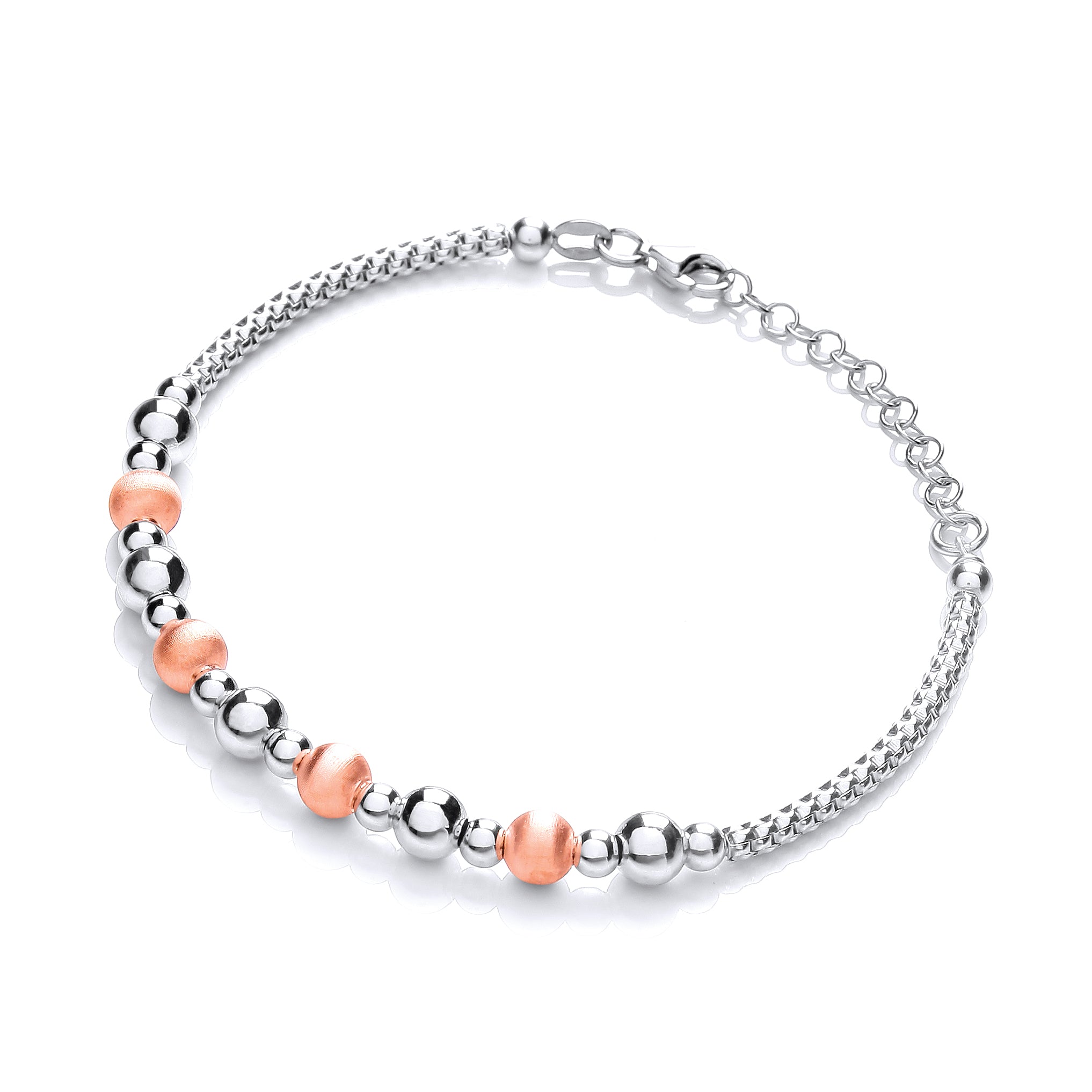 Silver and Rose Plated Beads Bracelet