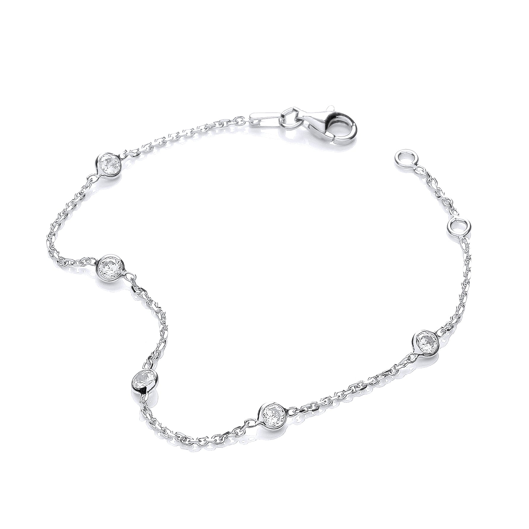 Silver Rh Plated Rubover 5 Czs Bracelet