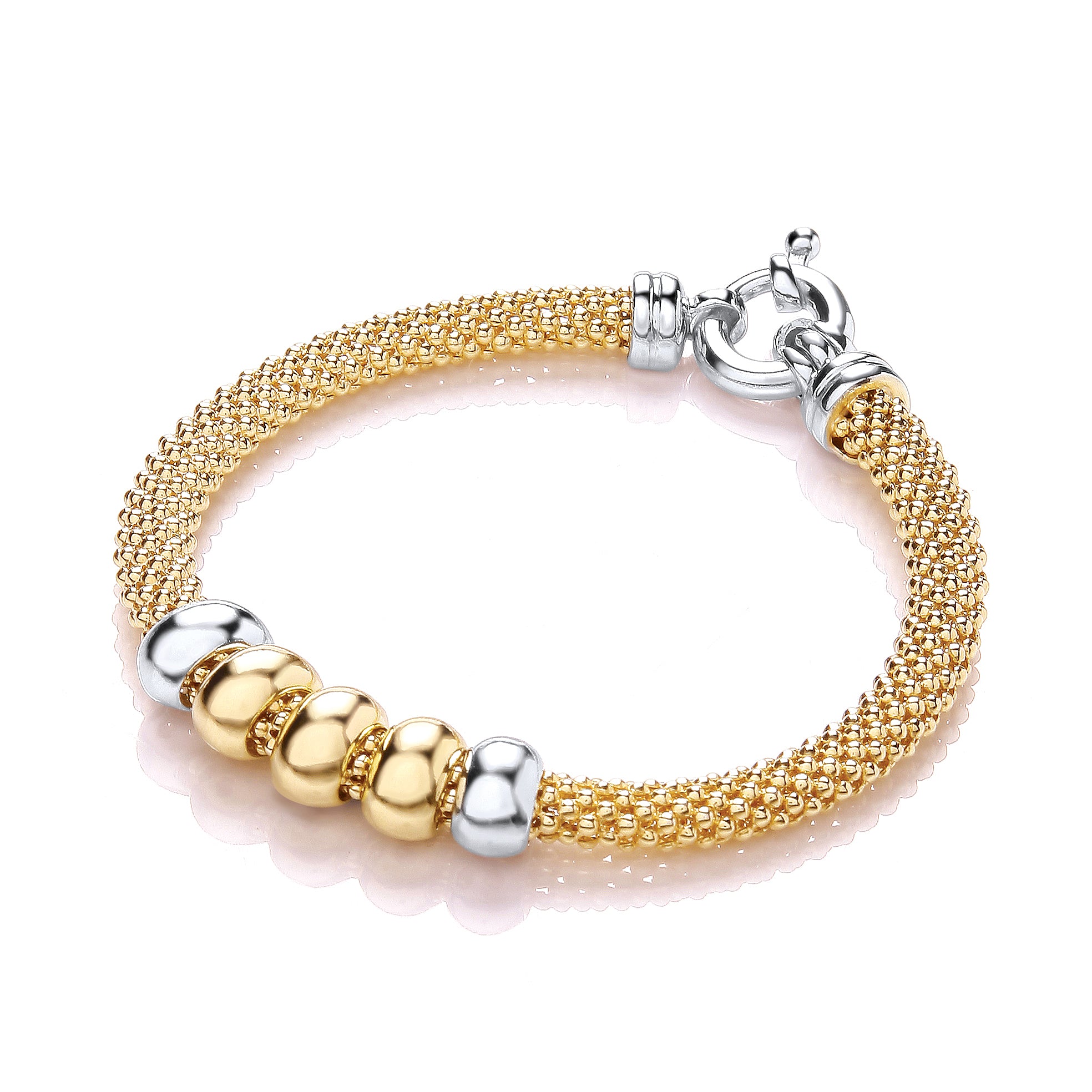 Yellow Mesh with 5 Beads Bracelet