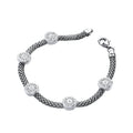 Ruthenium Mesh with Five Circles Czs Bracelet