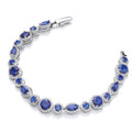 Marquise and Rounds Sapphire Blue Czs Halo with Clear Cz Tennis Silver Bracelet