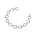 Circles Plain and Czs Silver Ladies Bracelet