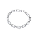 Rectangle Link Ladies Silver CZ Bracelet