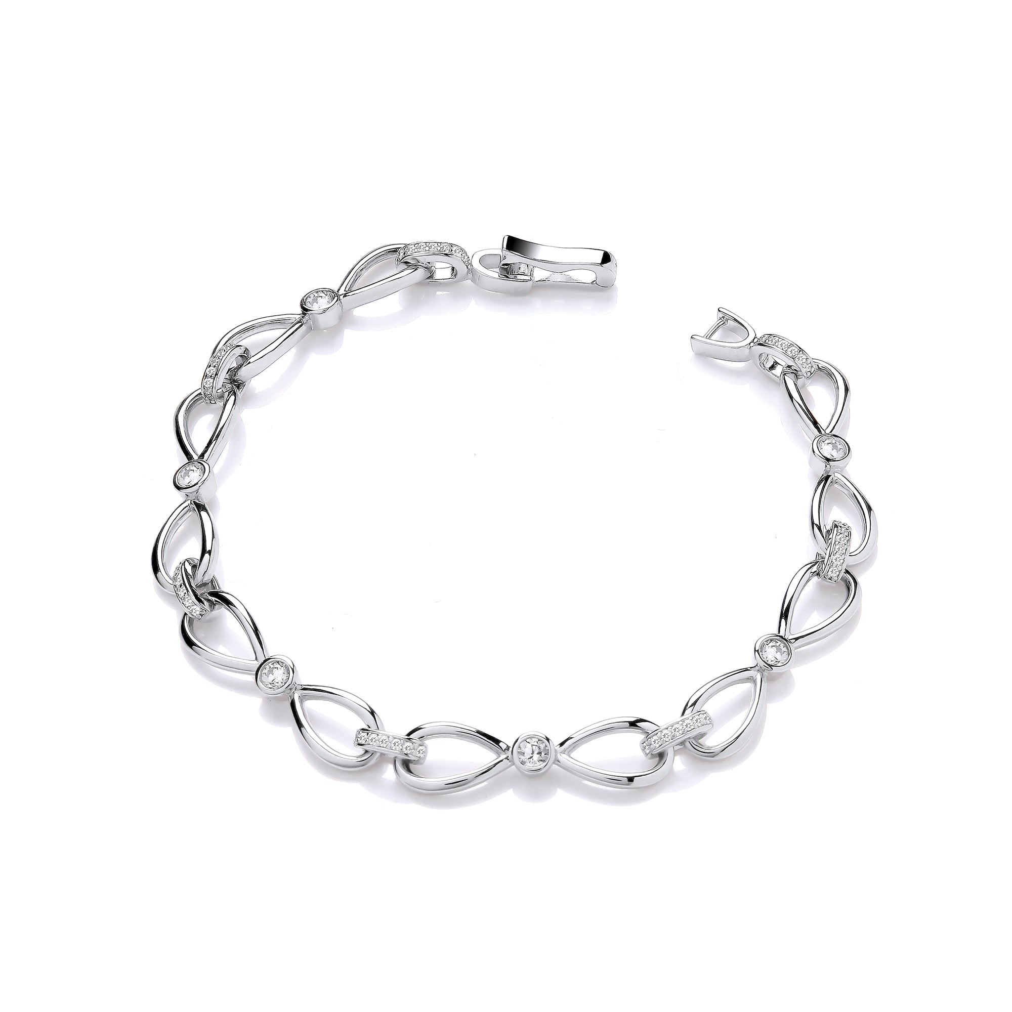 Infinity Style and Rubover CZ Silver Ladies Bracelet
