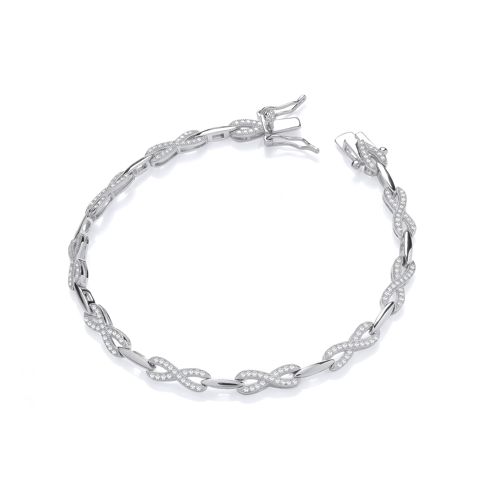 Infinity Style Tennis Silver Cz Ladies Bracelet