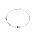 Silver Rubover Blue and Clear Czs Ladies Bracelet