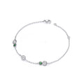 Silver Rubover Green and Clear Czs Ladies Bracelet