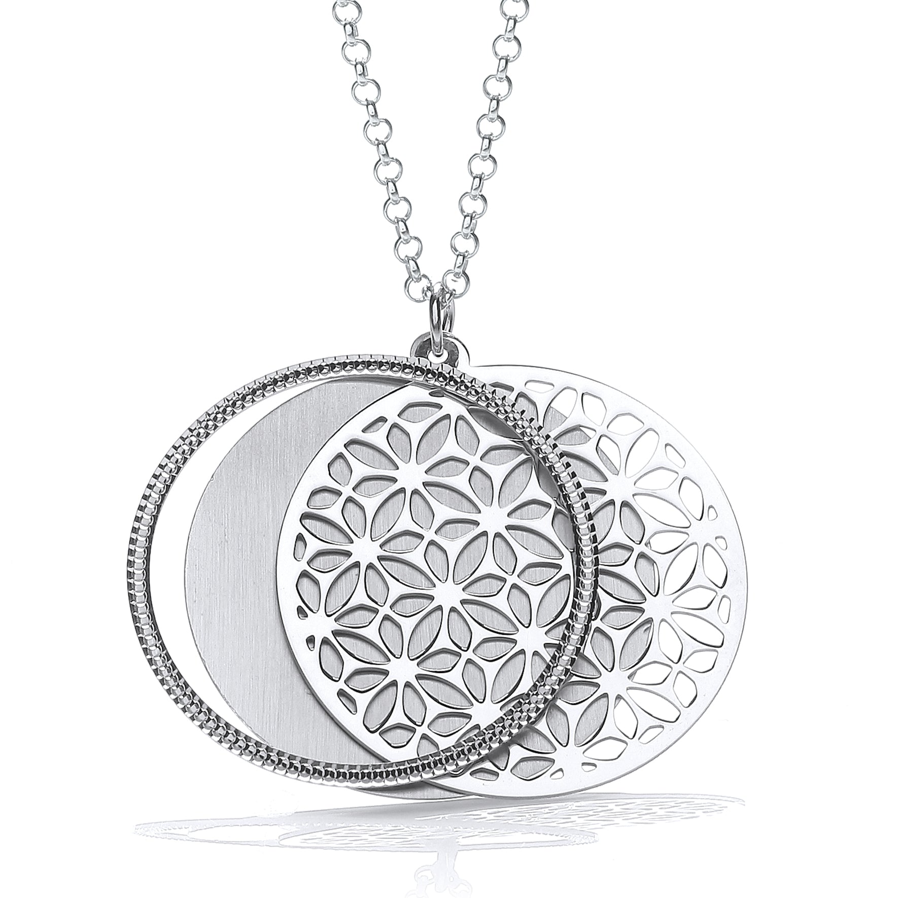 Round Filigree Pattern with Circle Slider 18 Inch Necklace