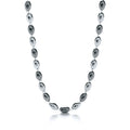 Silver and Ruthenium Oval Bead Necklace 36 Inch