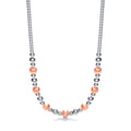 Silver and Rose Plated Beads Necklace 17 Inch