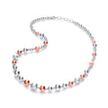 Silver and Rose Plated Graduated Beads Necklace
