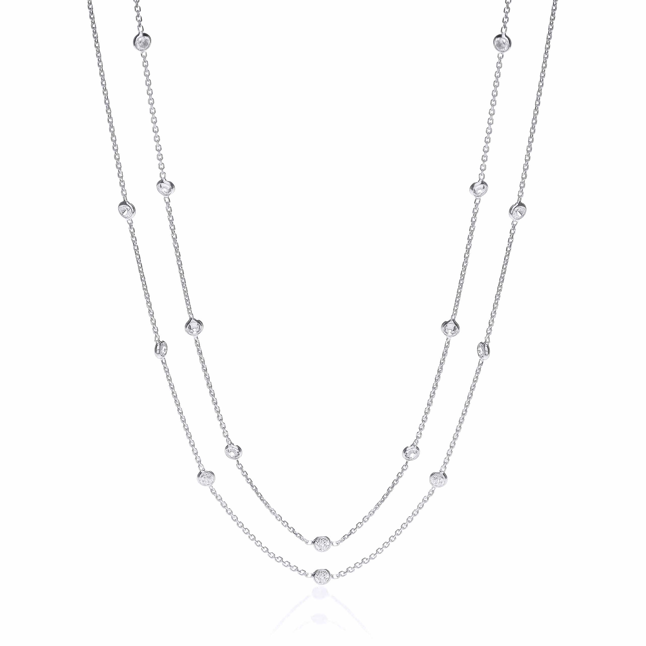 Silver Rubover 23 Czs Necklace 38 Inch